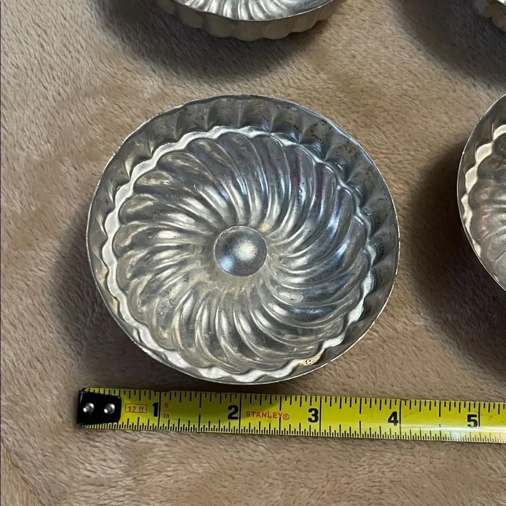 Vintage Aluminum Jello Cake Dessert Molds Set of 6 Swirl